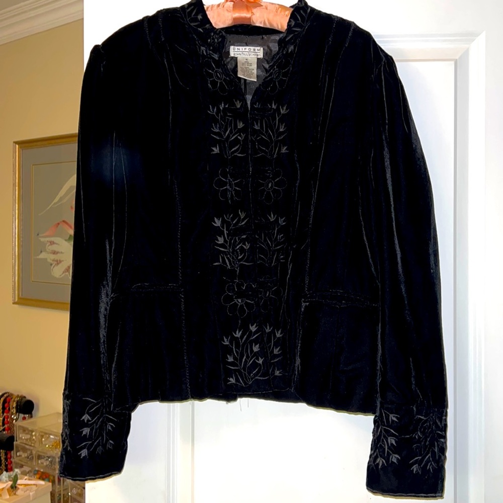 Black Velvet Embroidered jacket - Last Call Going to Goodwill this weekend